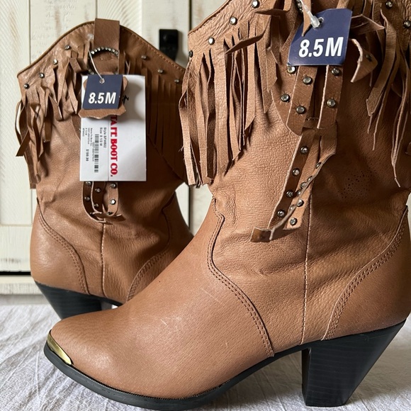 Santa Fe Boot Co. Shoes - Fringe Studded Leather Cowgirl Boots